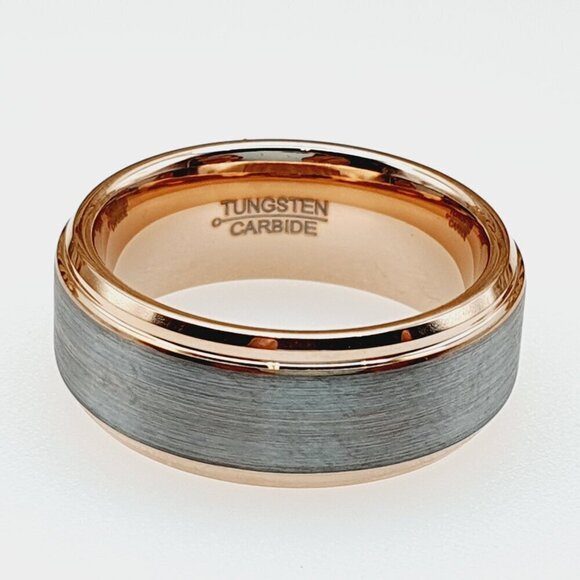 "Rose Gold & Silver Tungsten Wedding Ring, GALTUN842 - Picture 4 of 6